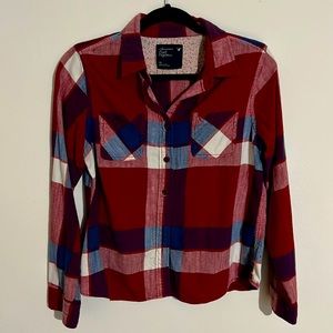 American Eagle Long Sleeve Flannel Size 12 - Red/Blue/White